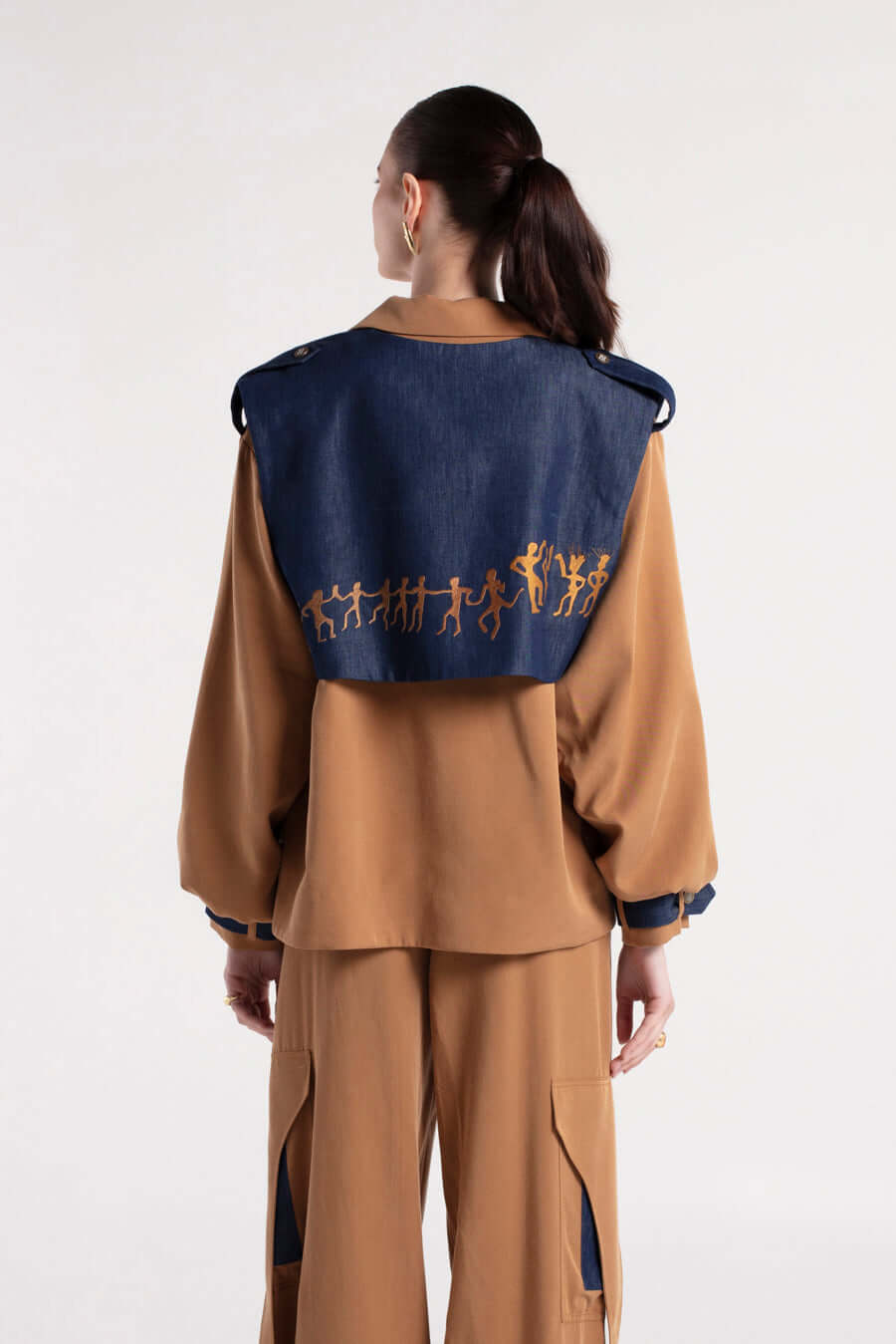 ALTA - Camel Jacket with Detachable Denim Vest MAYAMU