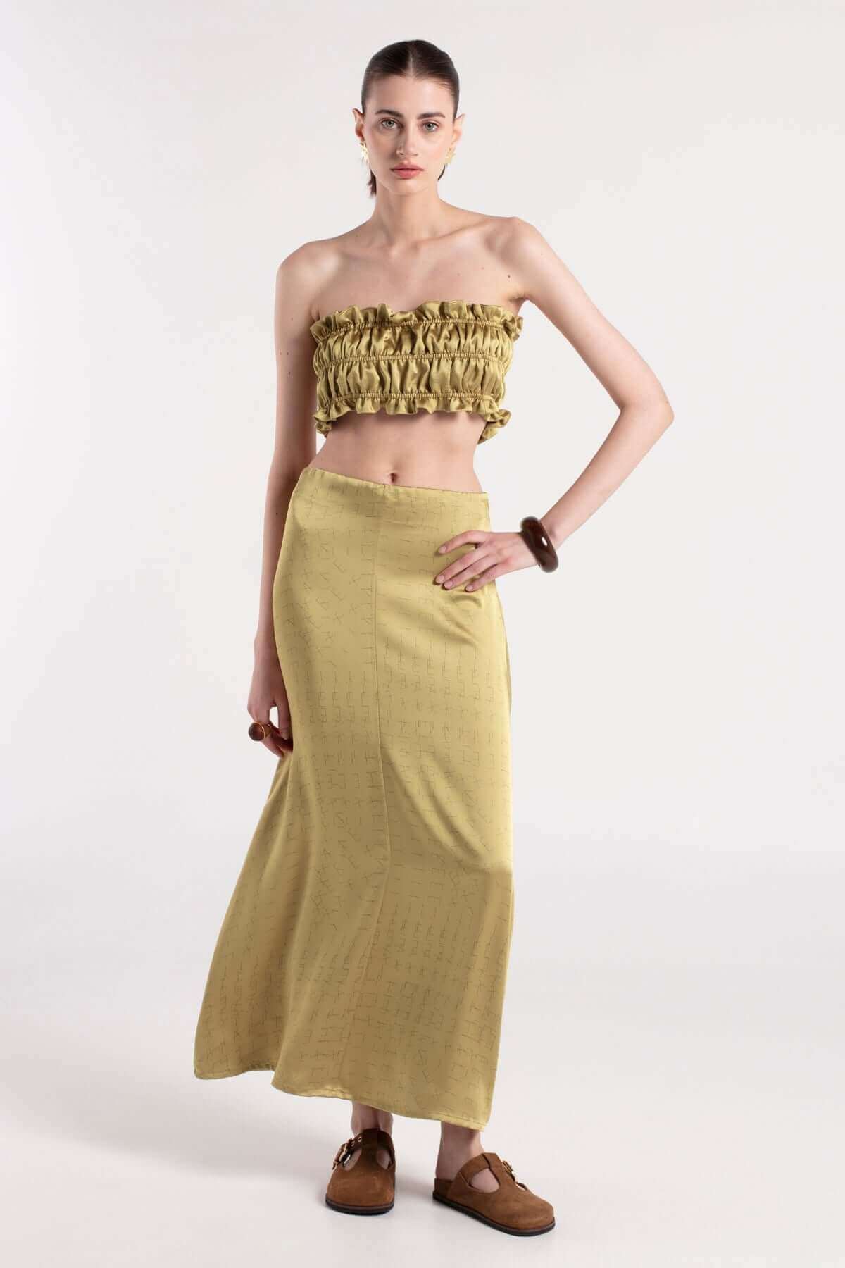 BREDA - Zippered Midi Satin Skirt MAYAMU