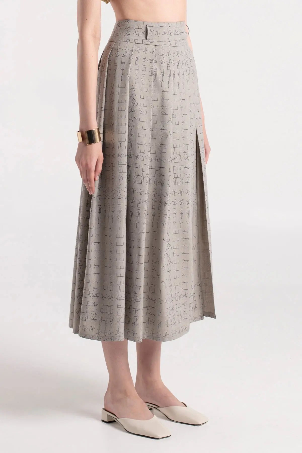 HELENA - Grey Waist Corsage Slit Skirt MAYAMU