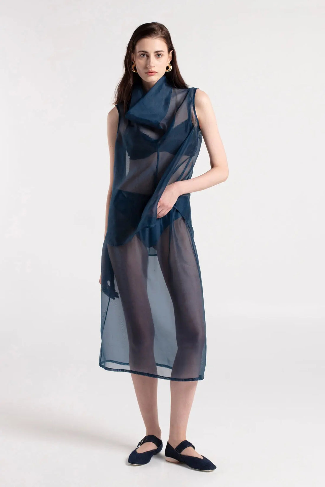 HEPA - Dark Blue Flowing Collar Blouse MAYAMU