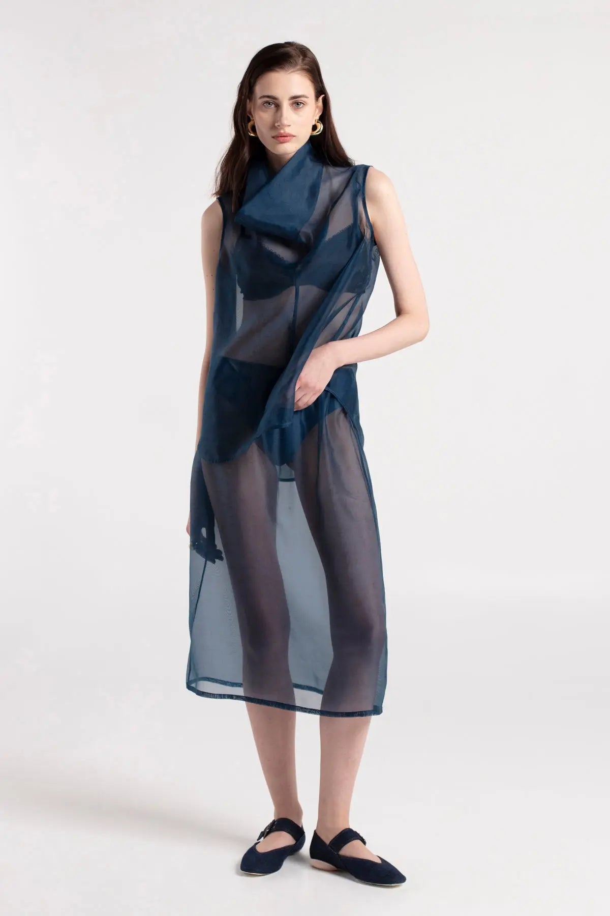 HEPA - Dark Blue Flowing Collar Blouse MAYAMU