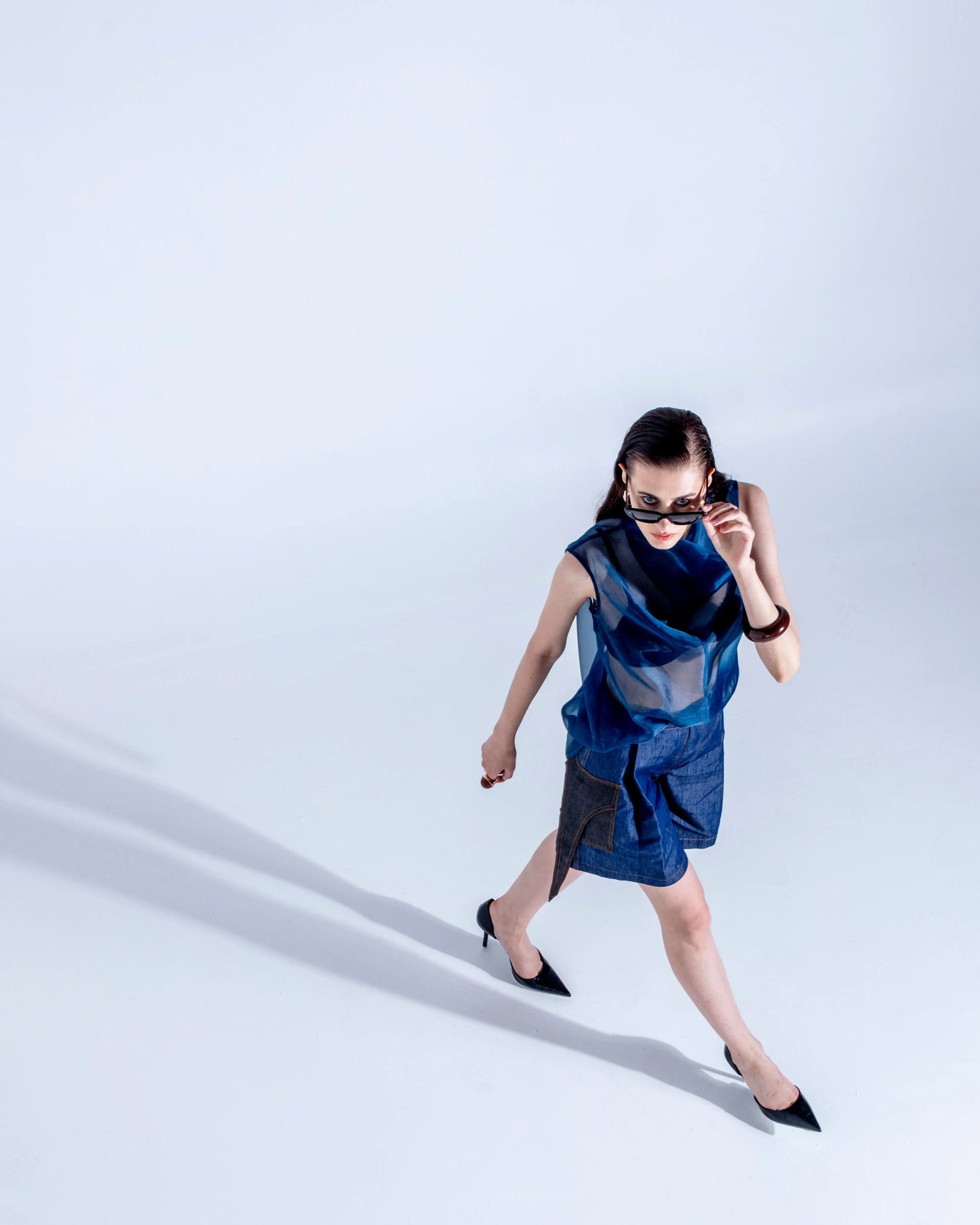 HEPA - Dark Blue Flowing Collar Blouse MAYAMU