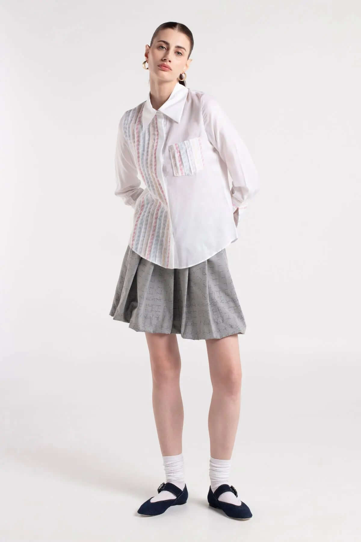 RUFI - Handmade Embroidered White Cotton Shirt MAYAMU