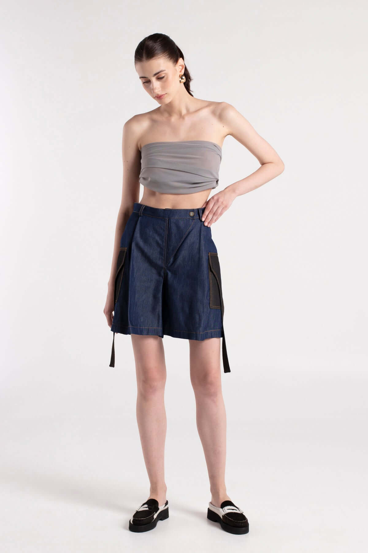 SADE - Pleated Shorts with Flap Side Pockets