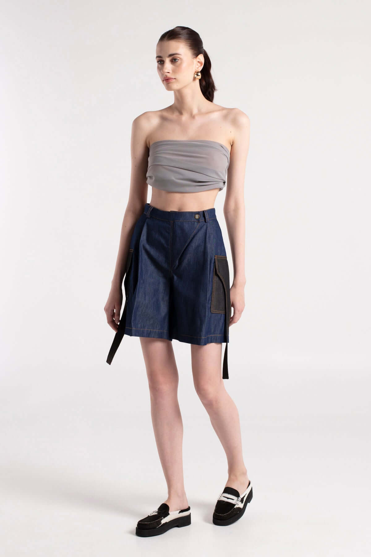 SADE - Pleated Shorts with Flap Side Pockets MAYAMU