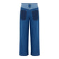 ARDEN - Stud Detailed Pants with Three Different Shades of Denim