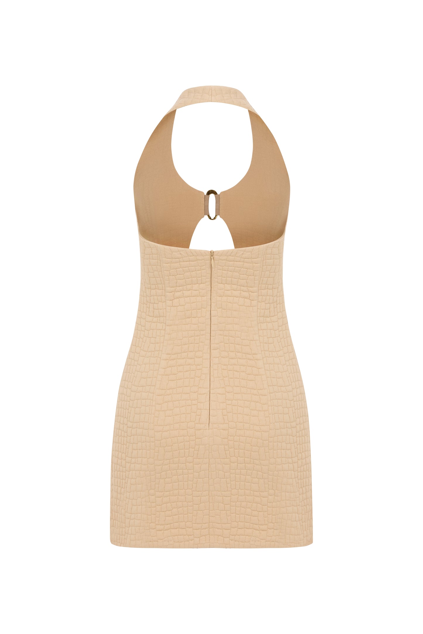 EIRA - Beige Mini Dress with Antique Gold Accessories