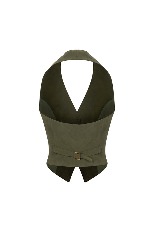 GOLIA - Dark Green Vest with Grey Details
