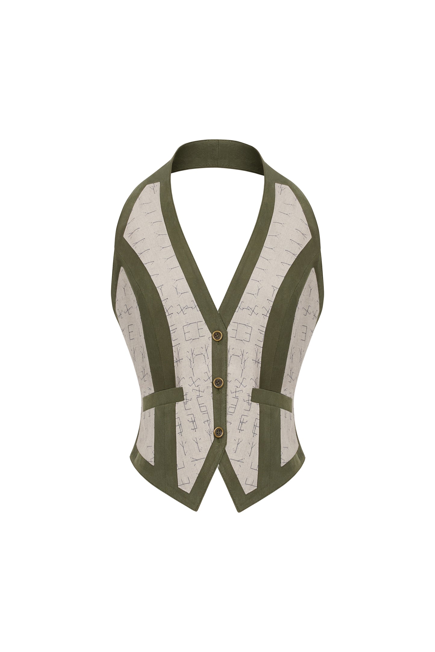 GOLIA - Dark Green Vest with Grey Details