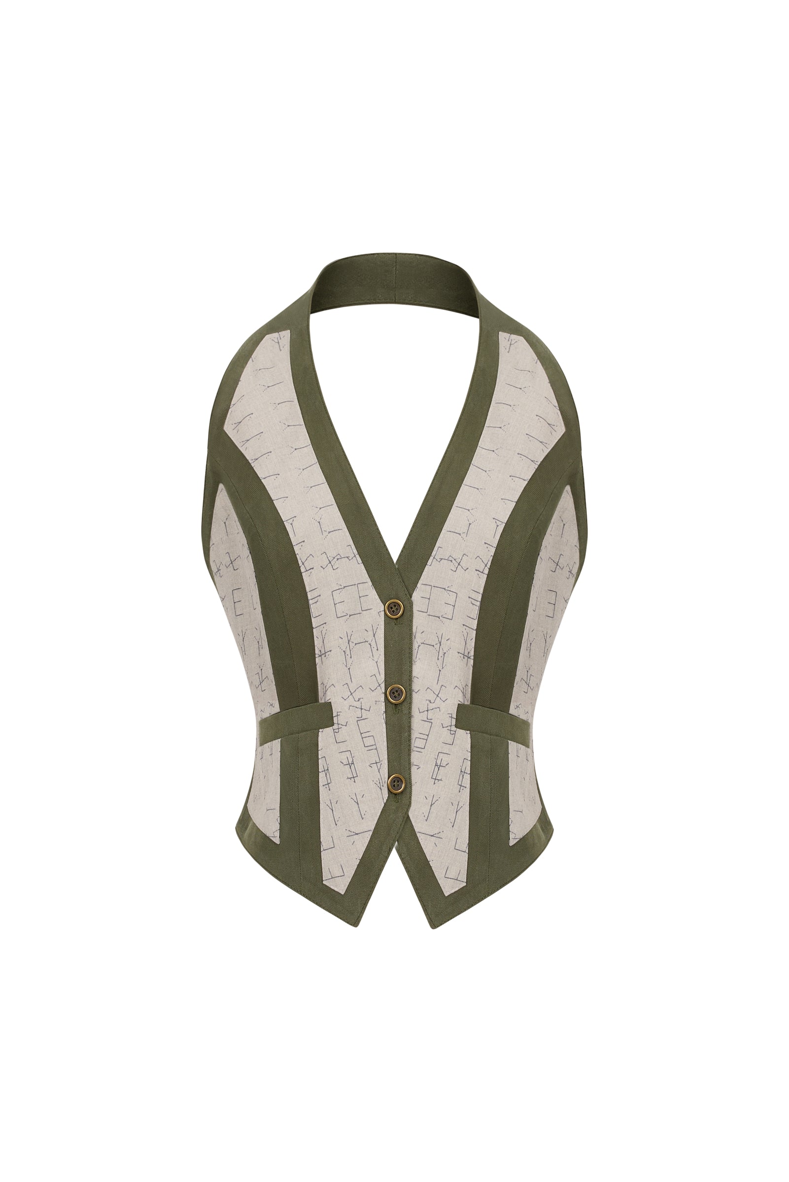 GOLIA - Dark Green Vest with Grey Details