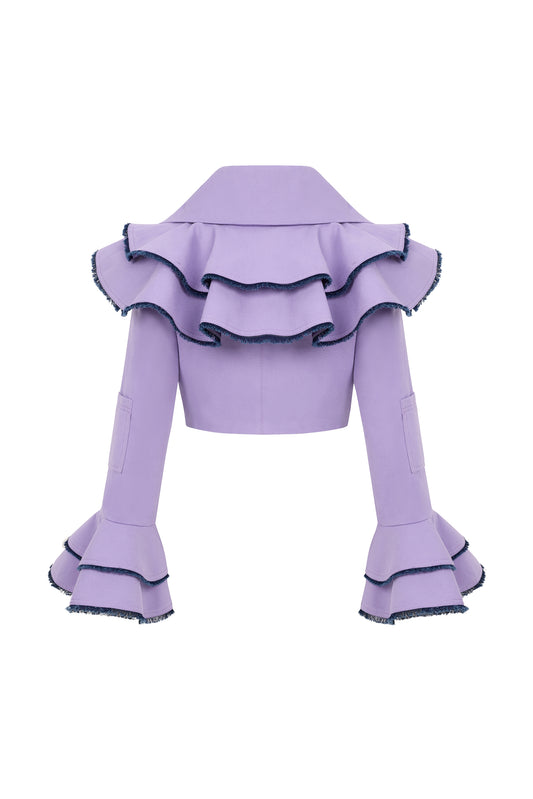 LEILA - Purple Canvas Jacket with Denim Detail