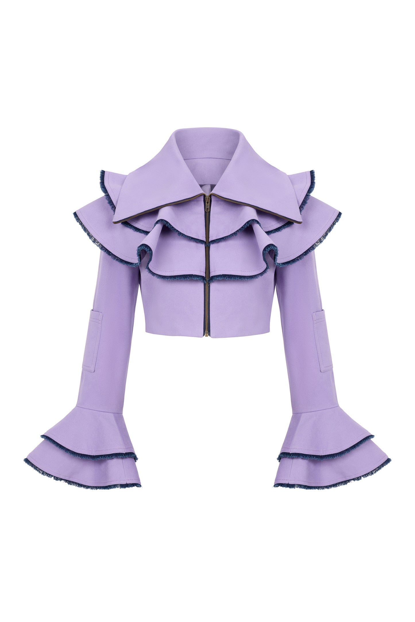 LEILA - Purple Canvas Jacket with Denim Detail