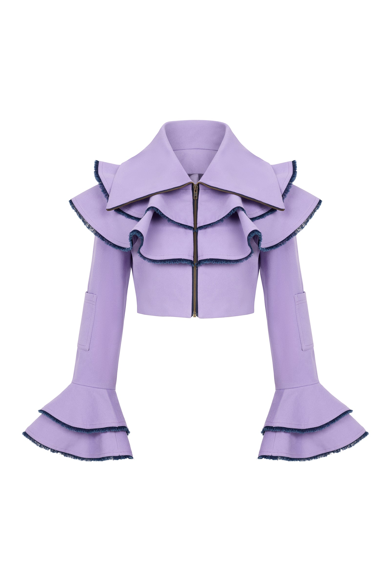 LEILA - Purple Canvas Jacket with Denim Detail