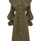 LETA - Ruffle Collar & Sleeve Detailed Green Raincoat