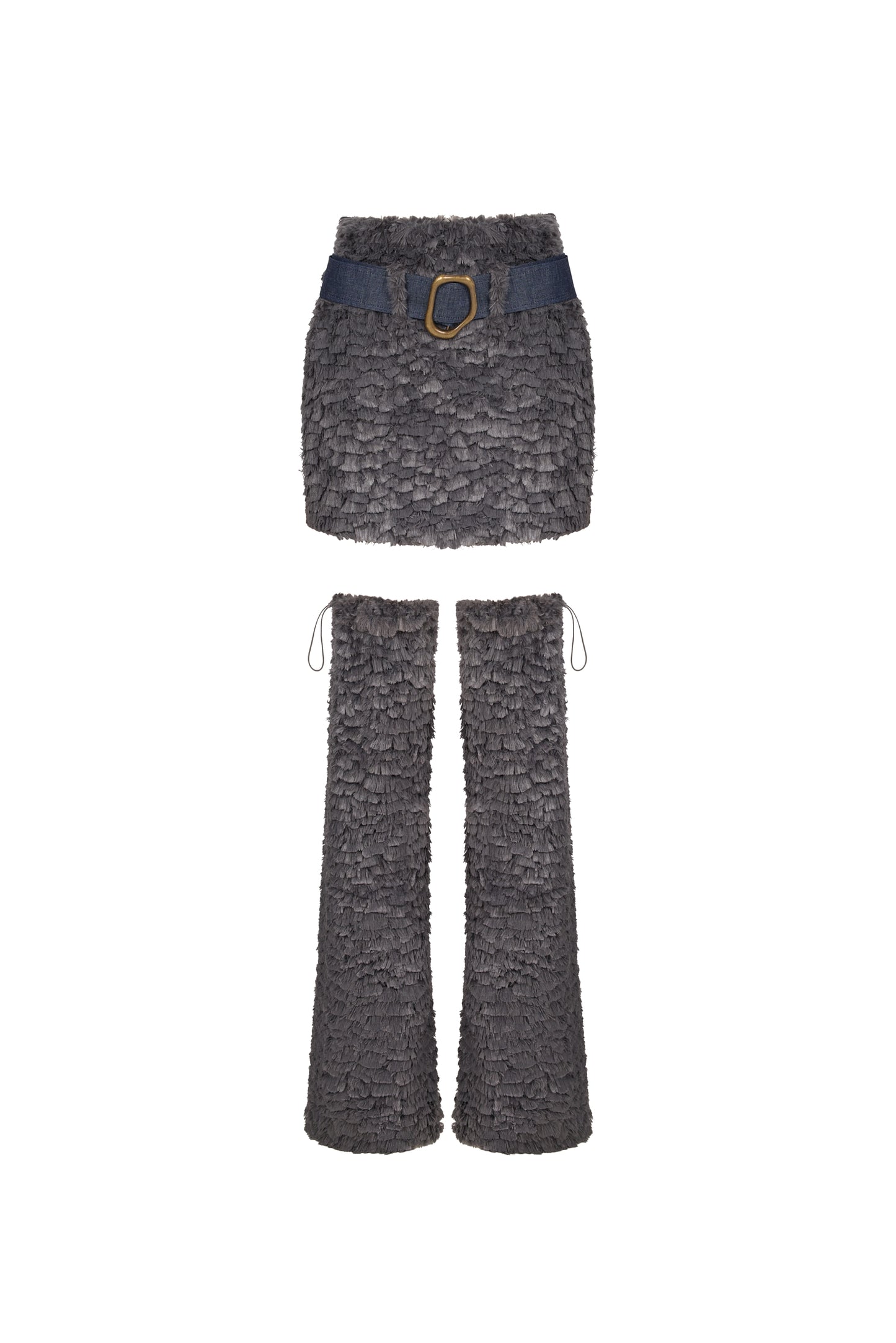 LIAN - Grey Mini Skirt with Gaiters