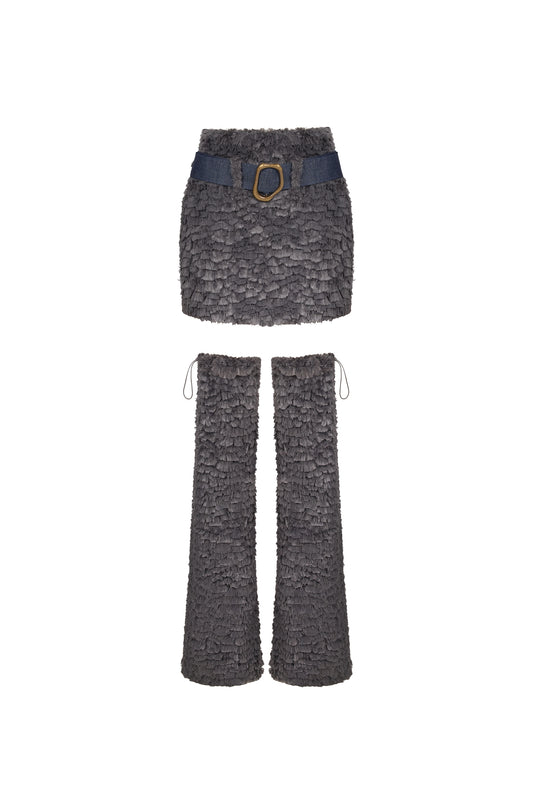 LIAN - Grey Mini Skirt with Gaiters