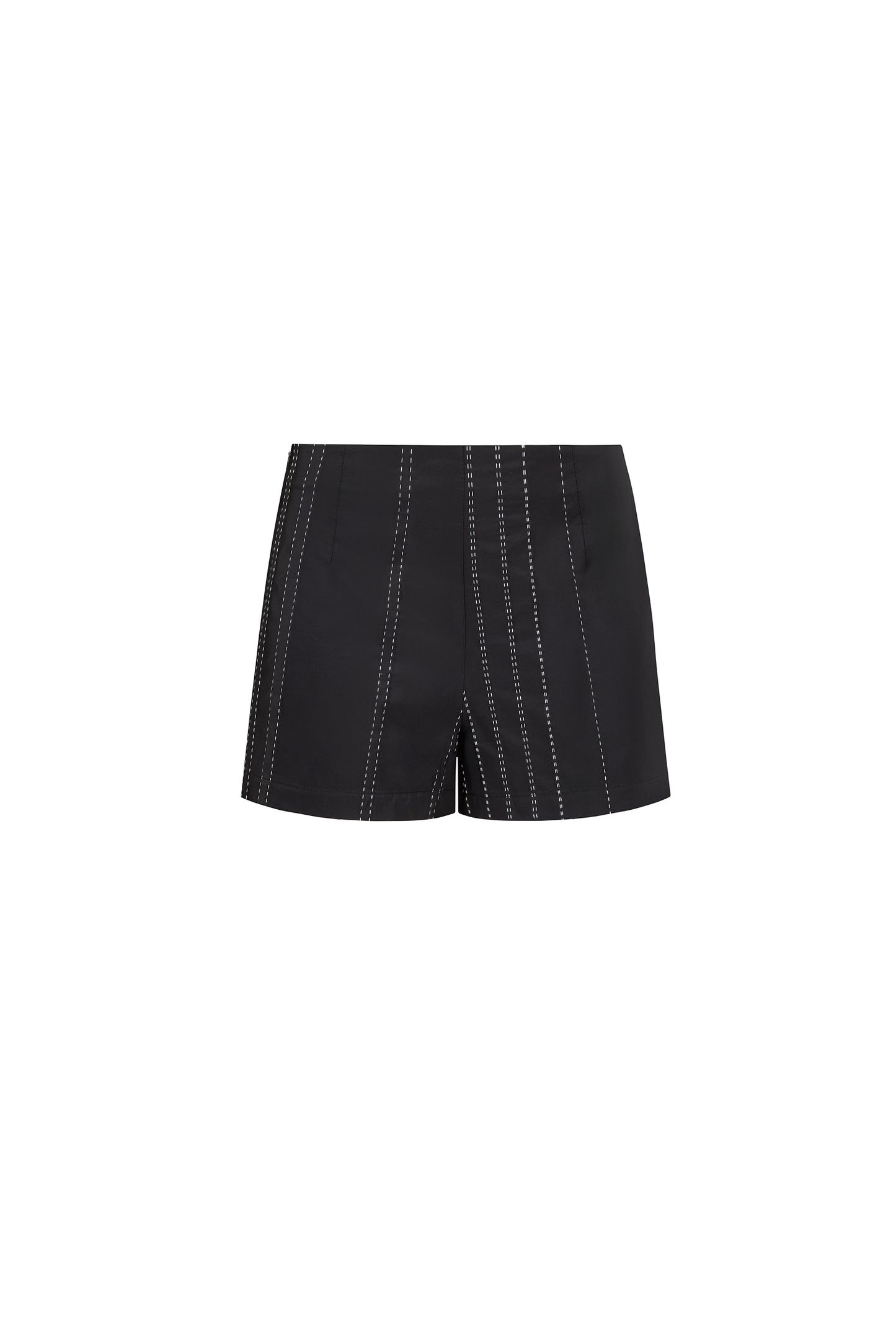 SABLE - Low Waist Mini Black Shorts with Asymmetric Stitch Detail
