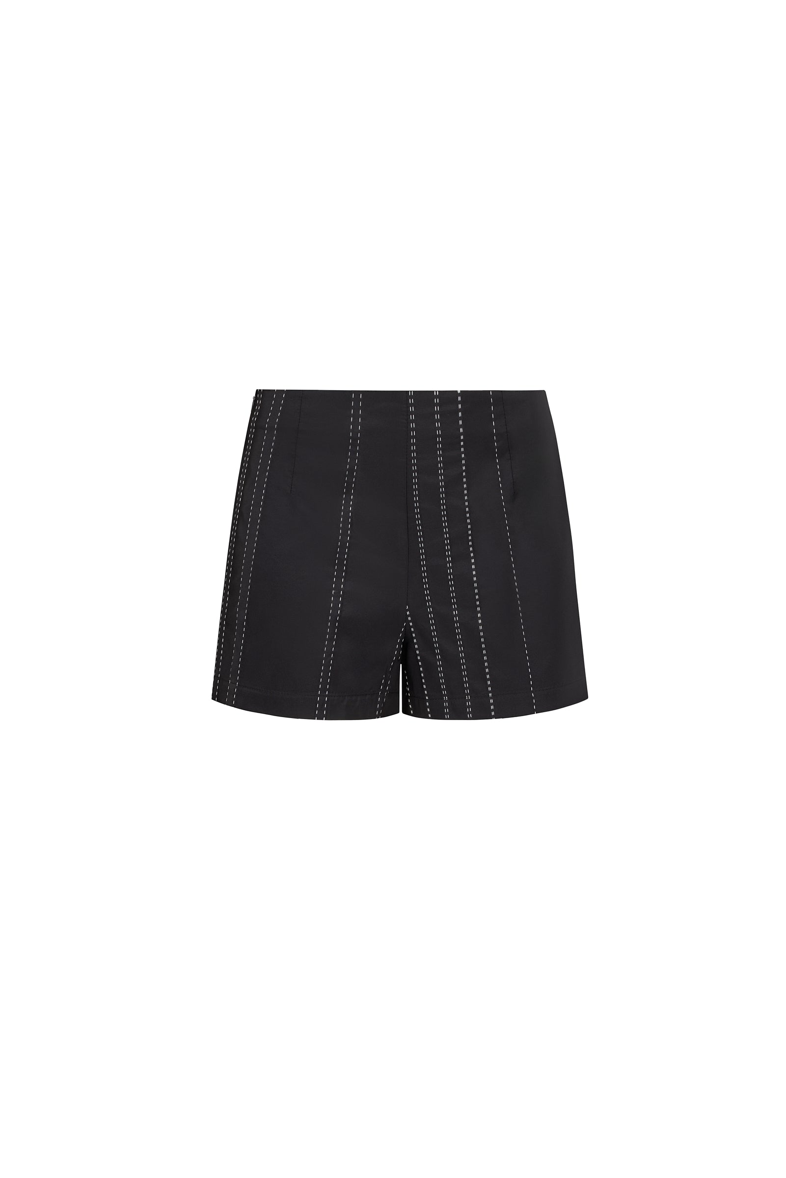 SABLE - Low Waist Mini Black Shorts with Asymmetric Stitch Detail